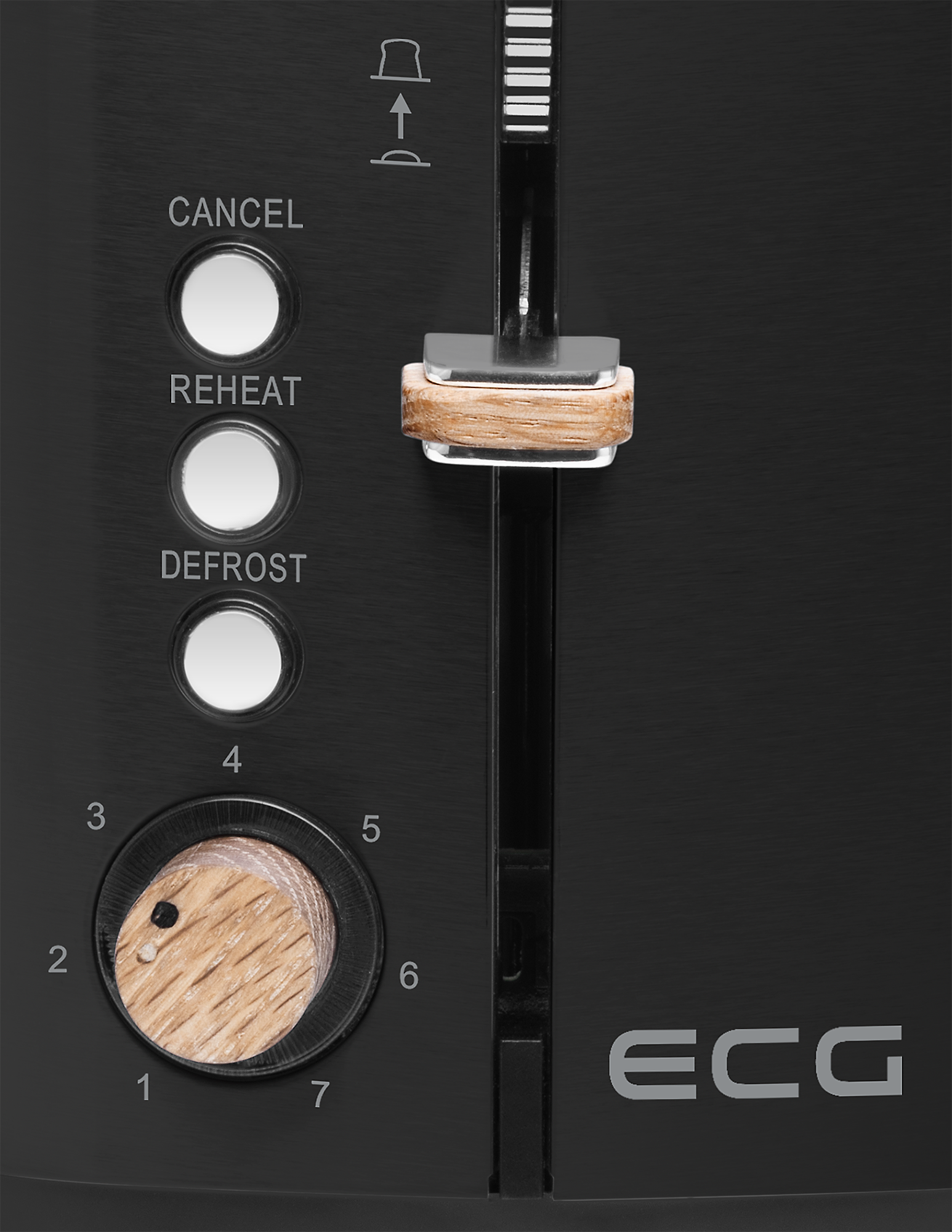 ECG ST 4768 Timber Black – Tostiera 4 Fessure In Acciaio E Legno, 1550-1850W, 7 Livelli, Scomparti Extra Larghi