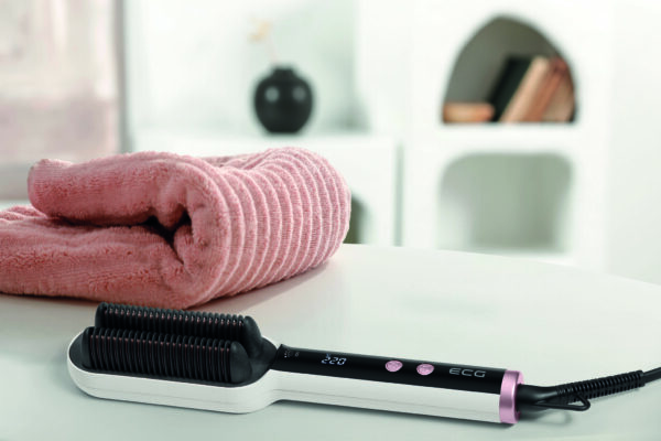 Pink towel on white board in home interior and empty space for your decoration.